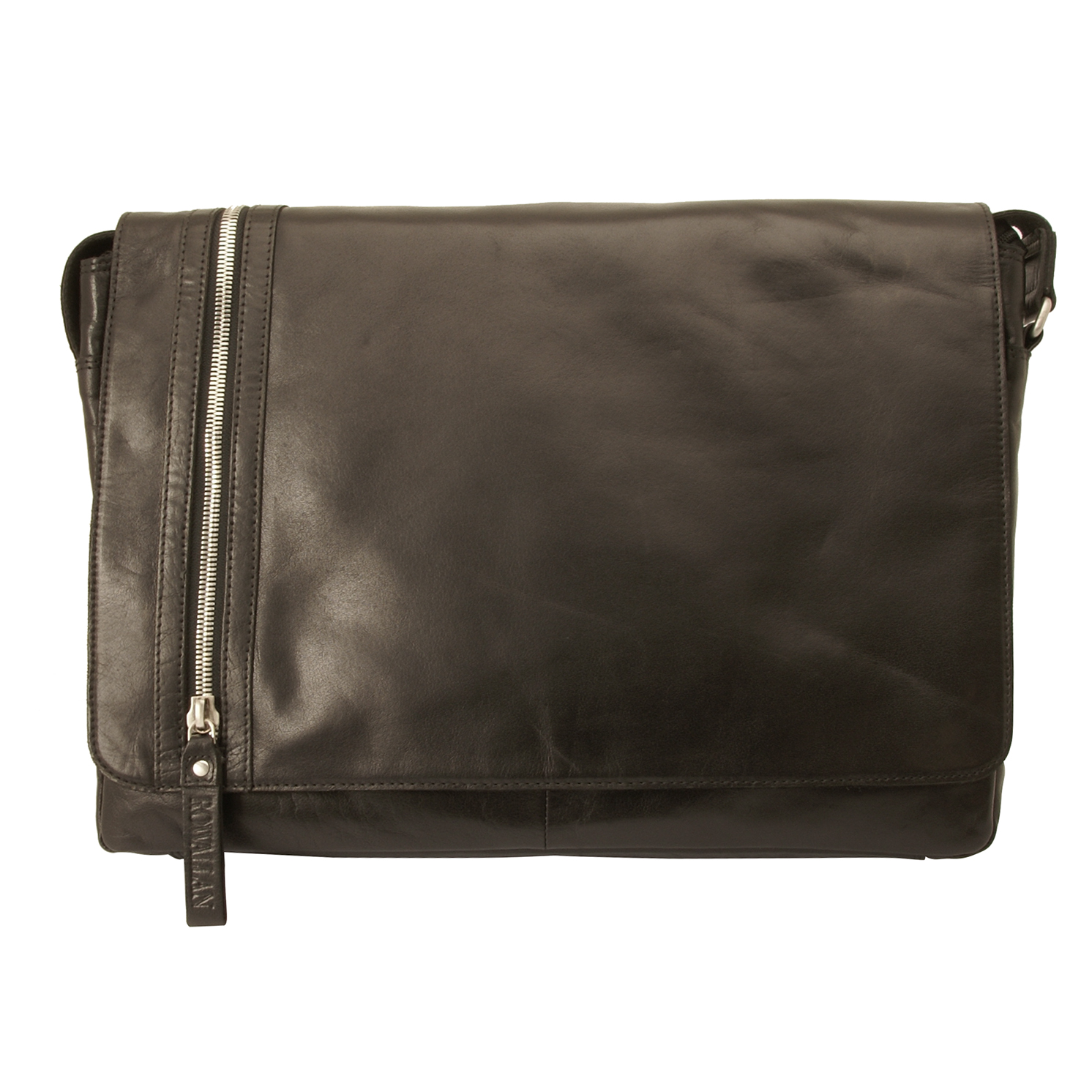 Rowallan - Large Black Conquest Messenger Laptop Bag in Buffalo Leather ...